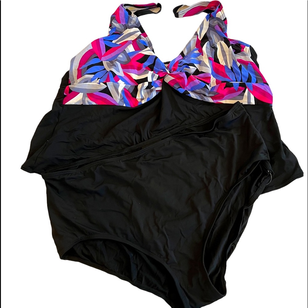 Coco Reef plus Sized Tankini Swimsuit Sz Top 22/44D High Waisted Bottoms 3X NWT